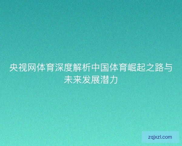 央视网体育深度解析中国体育崛起之路与未来发展潜力