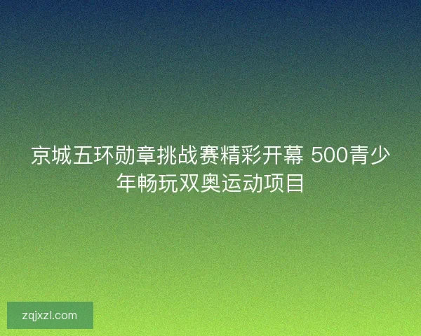京城五环勋章挑战赛精彩开幕 500青少年畅玩双奥运动项目 京城五环勋章挑战赛精彩开幕 500青少年畅玩双奥运动项目