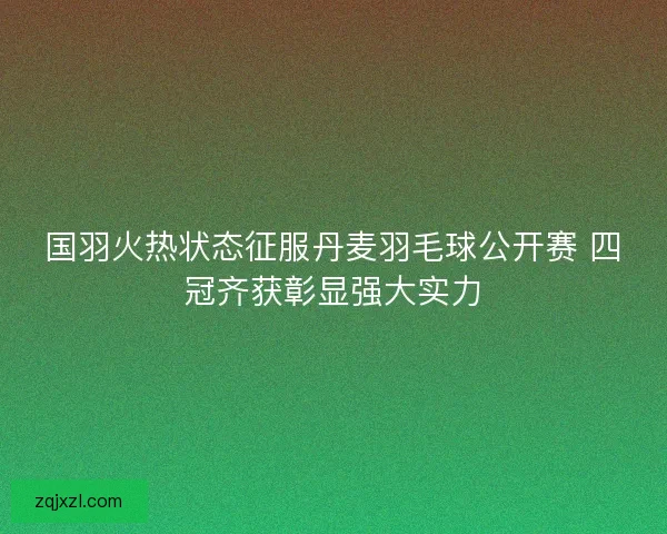 国羽火热状态征服丹麦羽毛球公开赛 四冠齐获彰显强大实力