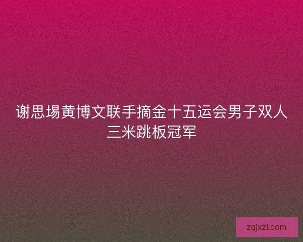 谢思埸黄博文联手摘金十五运会男子双人三米跳板冠军