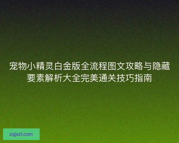 宠物小精灵白金版全流程图文攻略与隐藏要素解析大全完美通关技巧指南 宠物小精灵白金版全流程图文攻略与隐藏要素解析大全完美通关技巧指南